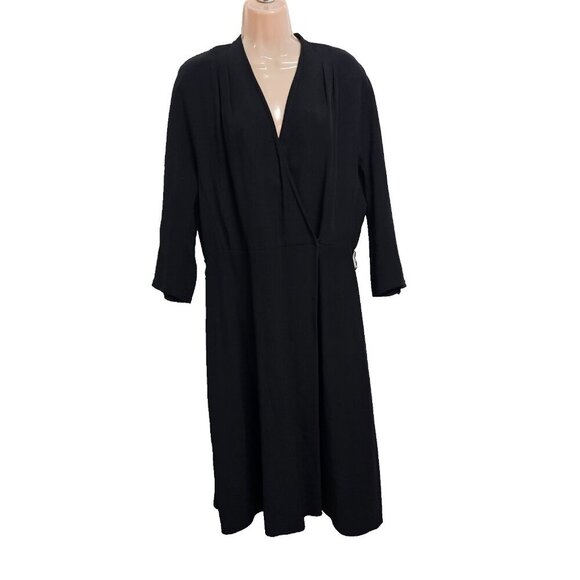 Lafayette 148 New York Crossover Dress Women Size 12 Black No belt included - Picture 3 of 11